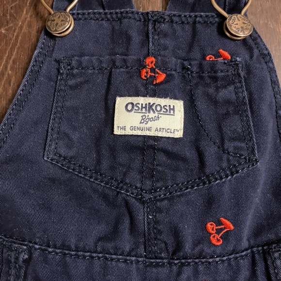 Oshkosh Cherry Print Overalls 12 mo - Picture 2 of 7